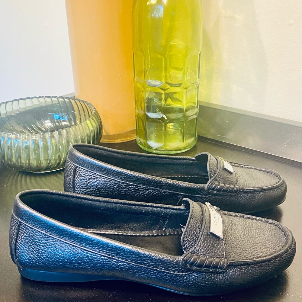 Coach Fredrica Black Pebbled Leather Loafers